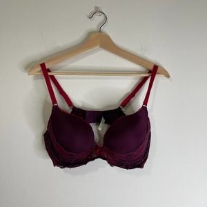 Adore Me Burgundy Lace Lightly Padded Bra Size 36D
